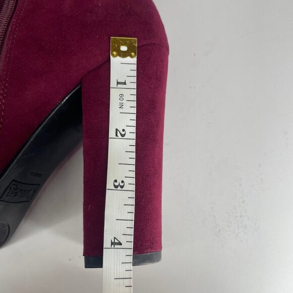 Carlos by Carlos Santana Burgundy Faux Suede Sandra Lace-Up Midcalf Boot Sz 9.5M - Picture 8 of 9
